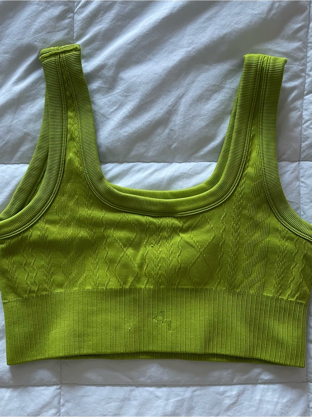 Lime Green Cable Knit JoyLab Sports Bra - Picture 2 of 4